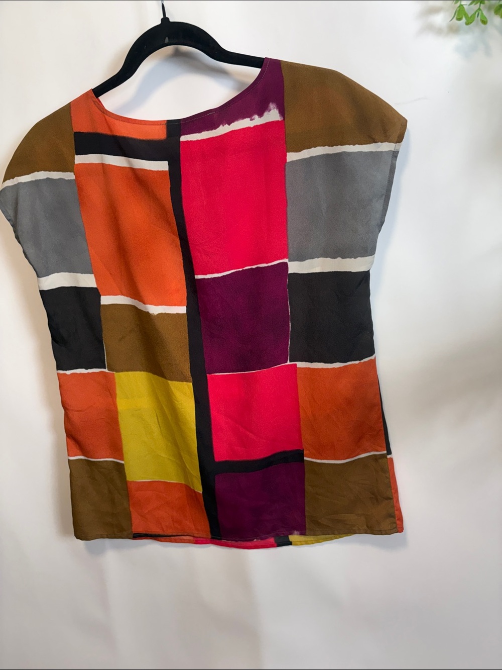 LOFT Multi-Color Colorblock Short-Sleeve Blouse - Picture 6 of 7